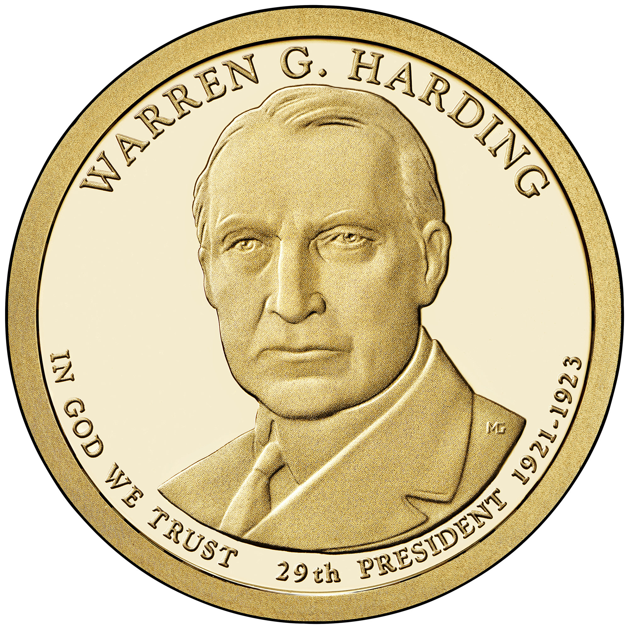 2014 Presidential Dollar Coin Warren G. Harding Proof Obverse