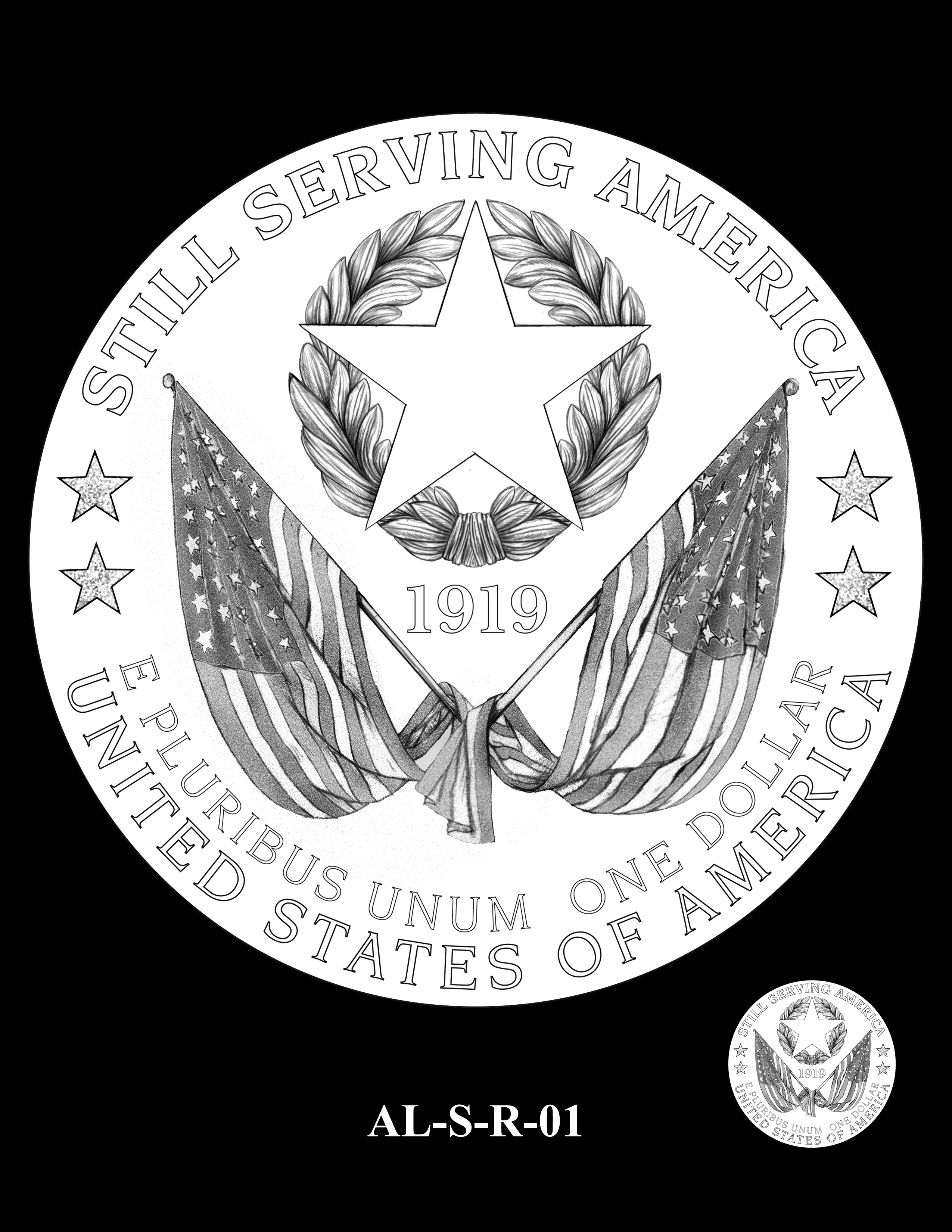 AL-S-R-01 -- 2019 American Legion 100th Anniversary Commemorative Coin Program - Silver Reverse