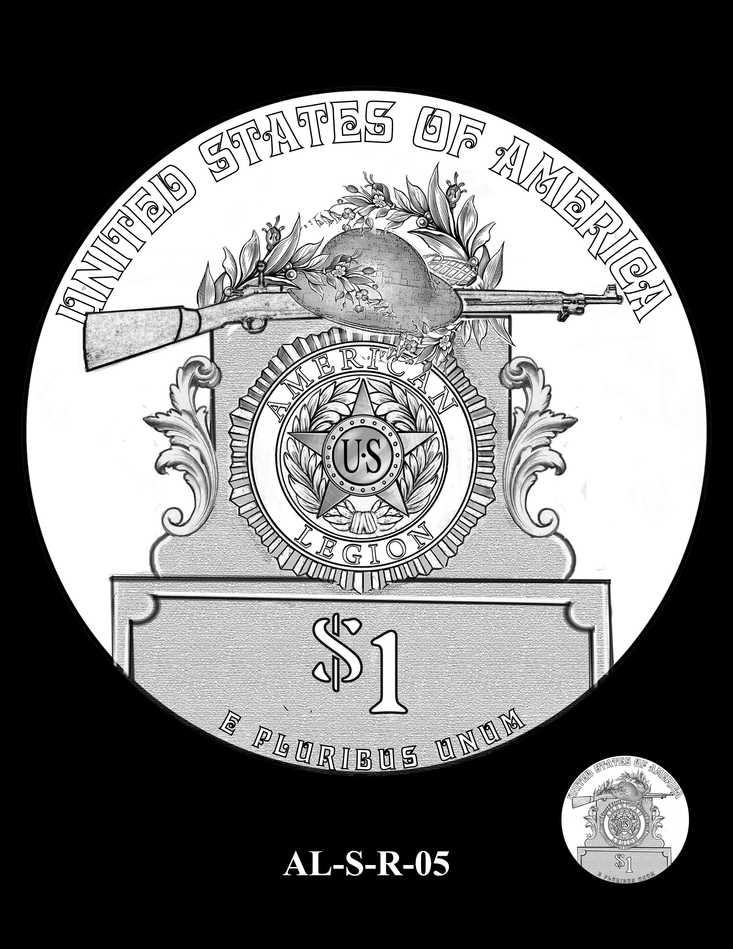 AL-S-R-05 -- 2019 American Legion 100th Anniversary Commemorative Coin Program - Silver Reverse