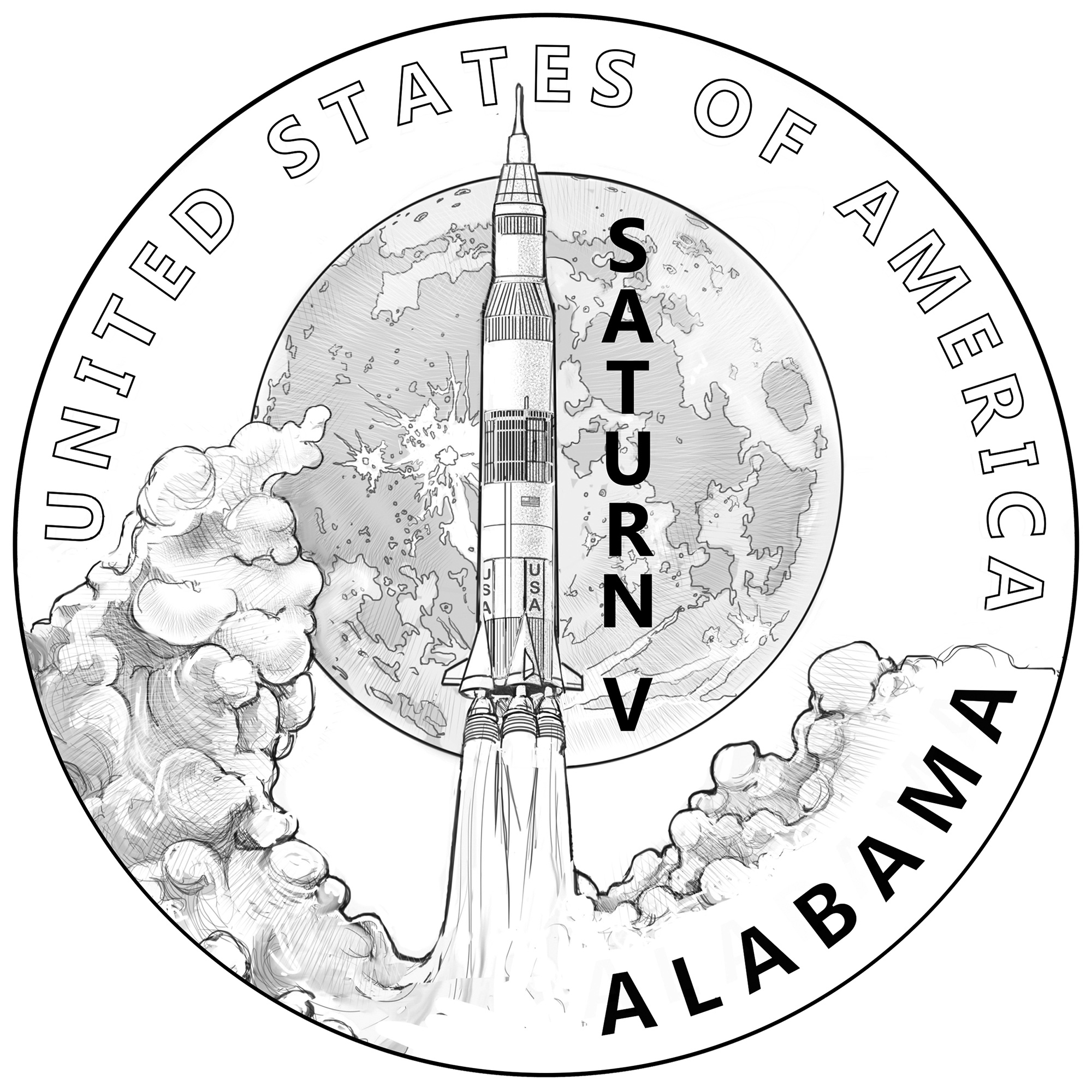 American Innovation 1 Alabama U S Mint   2024 American Innovation One Dollar Coin Alabama Line Art Reverse 