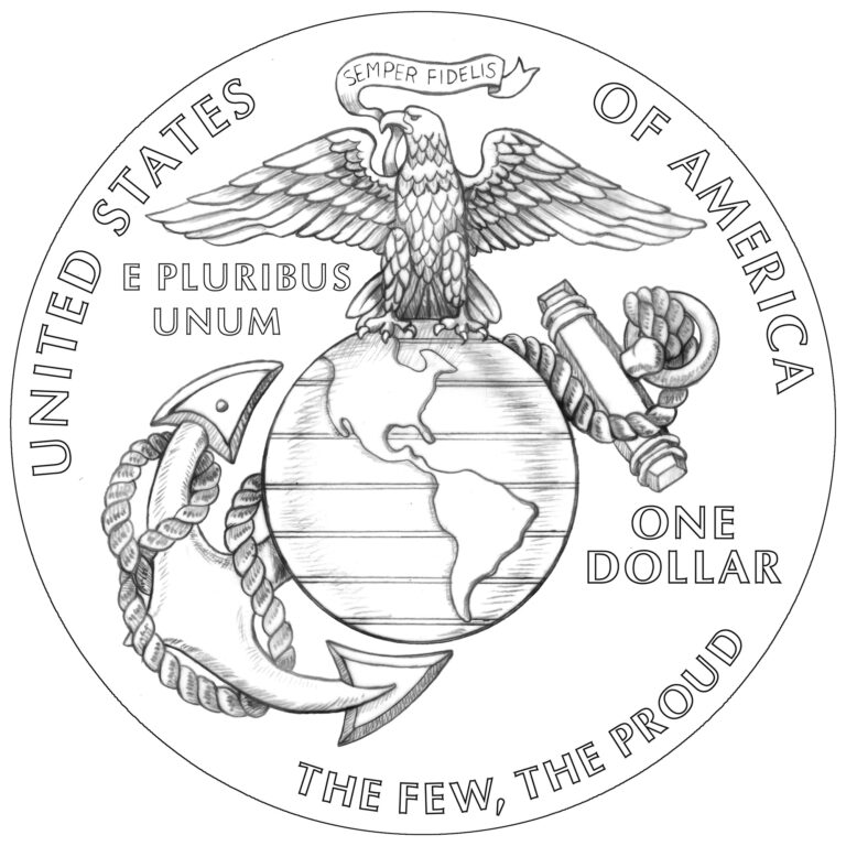 2024 U.S. Marine Corps 250th Anniversary Commemorative Silver Line Art Reverse