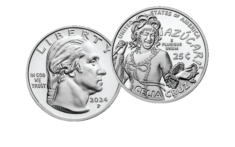 Celia Cruz quarter obverse and reverse