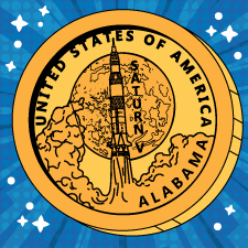 Alabama American Innovation dollar reverse cartoon